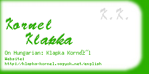 kornel klapka business card